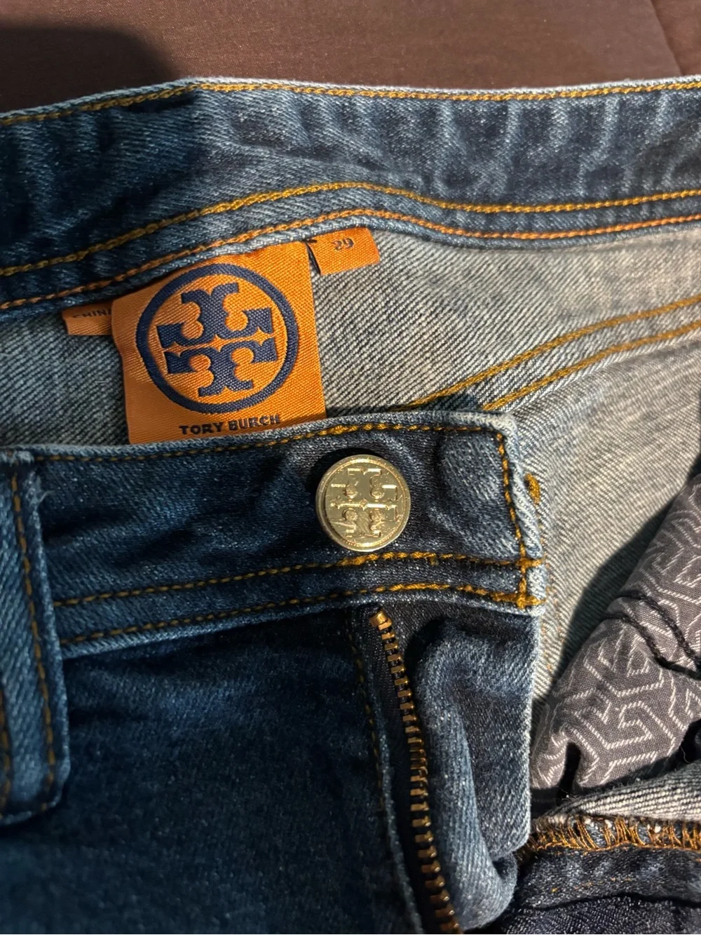 Tory Burch “Classic Tory” Bootcut Jeans with Gold Rivets